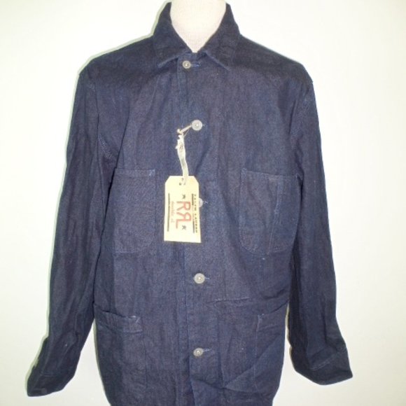 RALPH LAUREN DOUBLE RL RRL blue INDIGO Denim JAPAN Pollack barn coat XL NWT - Picture 2 of 8